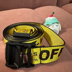 OFF-WHITE Men Yellow Industrial Logo Buckle Woven Belt One Size